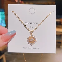 korean version flower zircon pendant titanium steel necklace womens fashion personality delicate clavicle chain