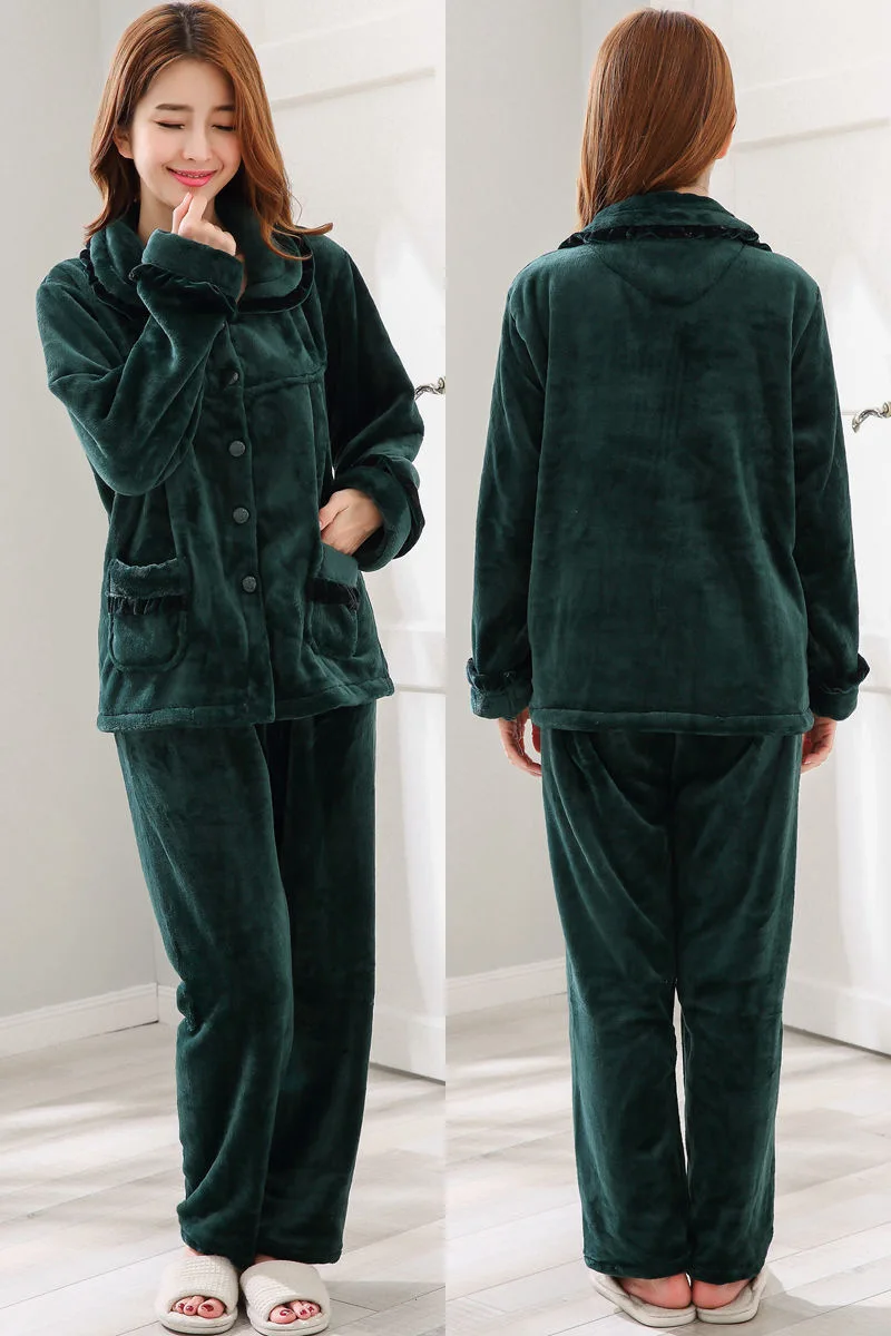 Пижама фланелевая Женская Fdfklak зимняя теплая флисовая | Пижамные комплекты