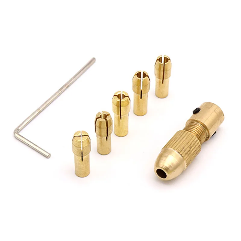 

7 шт., мини-сверлильный патрон, адаптер, патрон, быстрый патрон для вращающихся инструментов Dremel, медная дрель, папка, медная крышка, ось, свер...