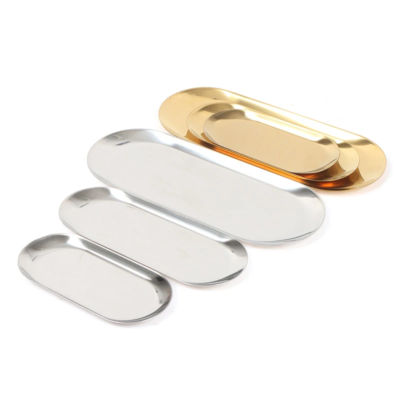Золотые овальные тарелки из нержавеющей стали в скандинавском стиле лоток для