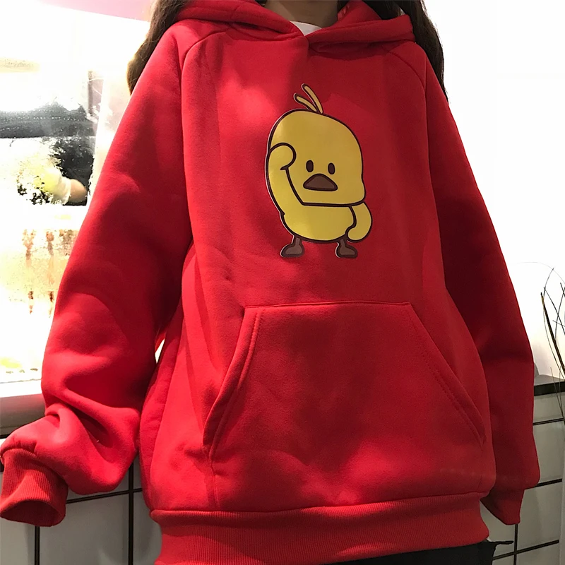Женская одежда новые корейские kawaii Мультяшные утки свободные BF толстовки милые