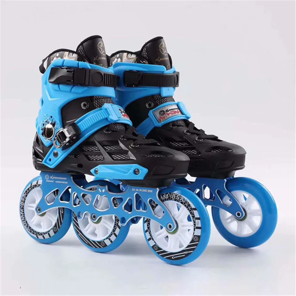 Professional Adult Roller Skating Shoes 3*110mm Changeable Slalom Speed Patines Free Racing Skates for SEBA Powerslide User F040 - Цвет: Blue