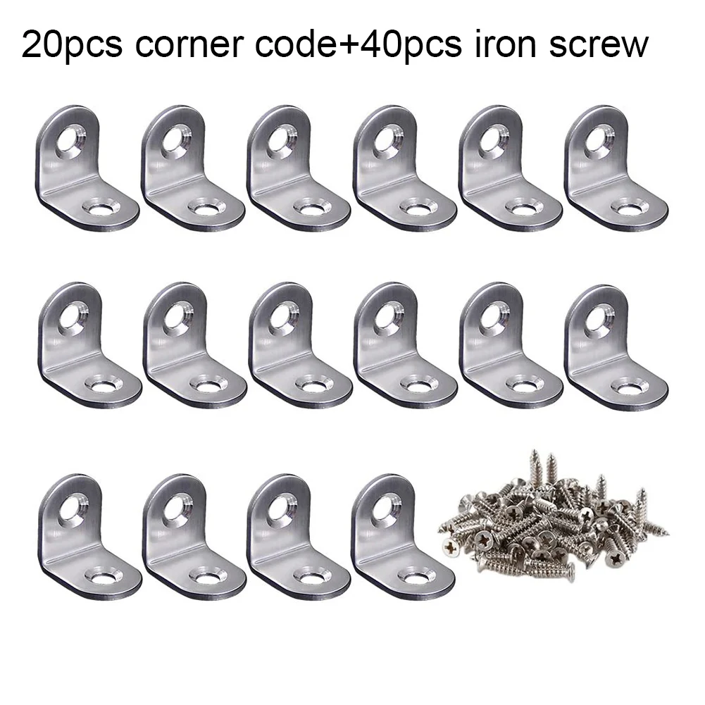 

Corner Brace 20mmx20mm Stainless Steel Brace Corner Steel Joint Right Angle Bracket Fastener 20 Pieces with Screws LBE