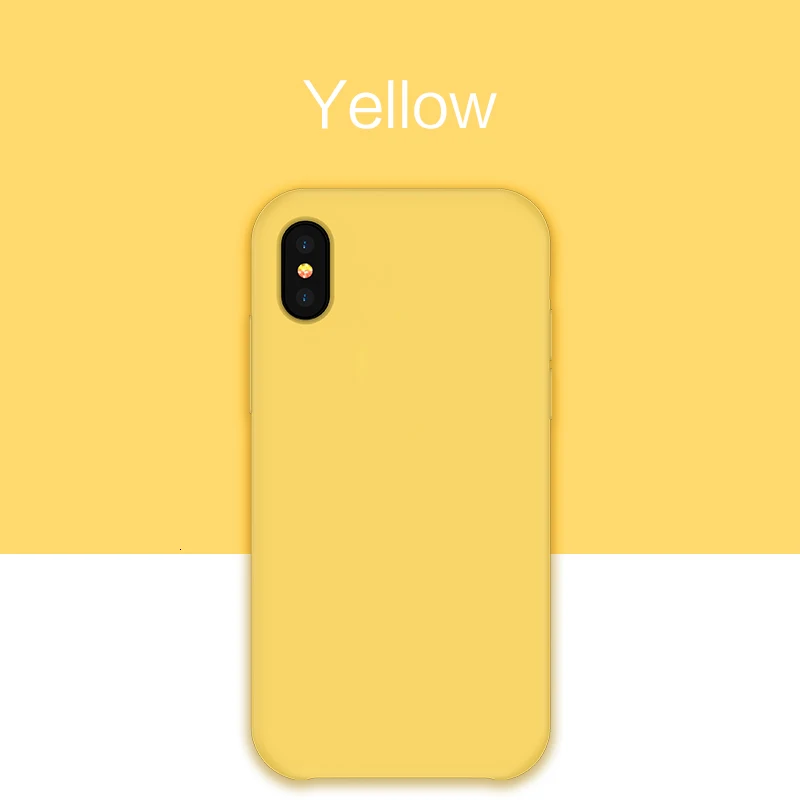 Yellow Силиконовый чехол для iPhone 11 Pro Max, однотонный жидкий силикон, бампер для iPhone XR XS 7 8 Plus Funda Coque - Цвет: Yellow