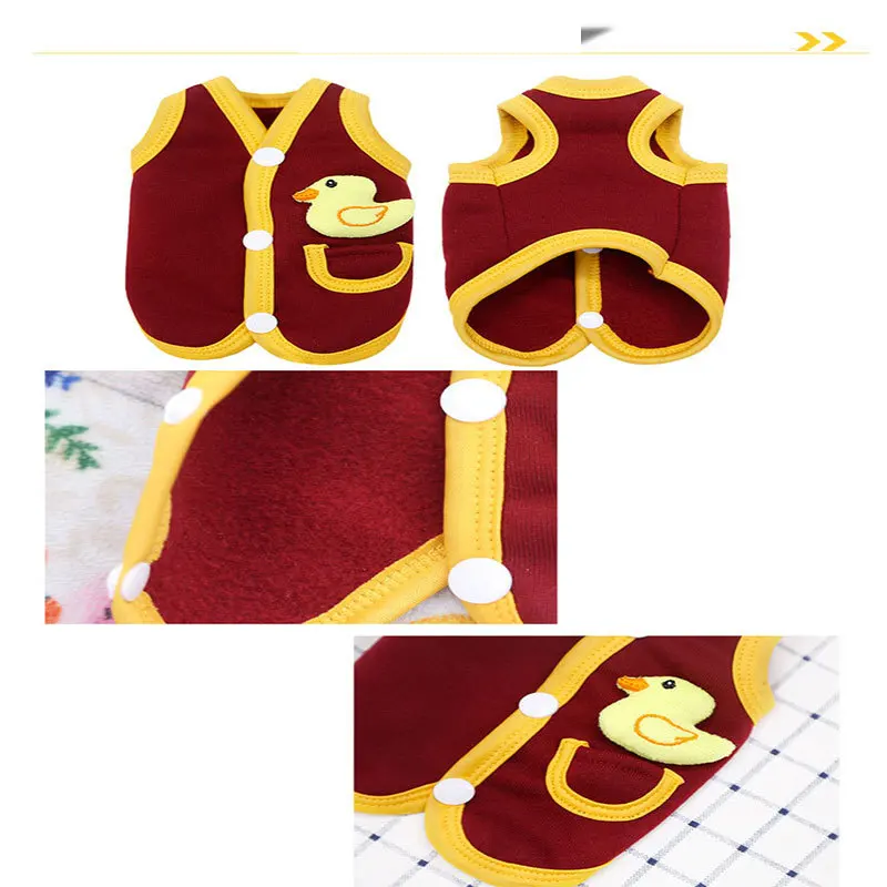 Контрастная куртка для домашних животных с милой уткой Зимняя Теплая Флисовая