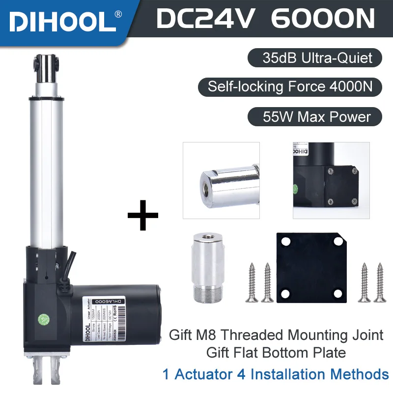 Movimentação Linear 24v Controlador do Motor Suporte do Atuador Elétrico Ip43 6000n 2000n 100 mm 500 mm 800 mm 1000 mm Curso tv Elevador Mesa Porta