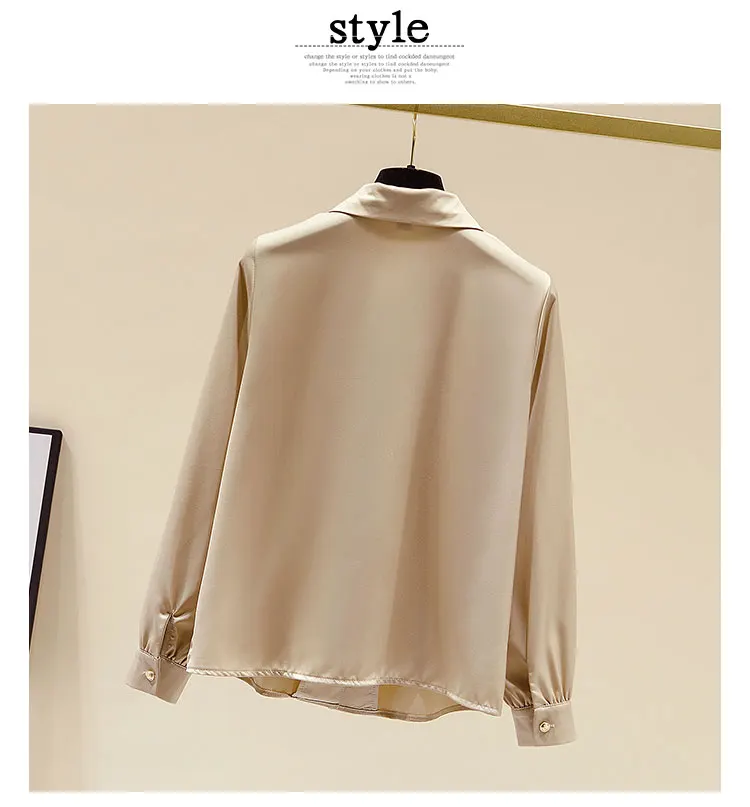 

2021 Spring Autumn French Style Women Shirt Graceful High-End Chiffon Long-Sleeved Ladies Top New Office Lady Button Up Blusas