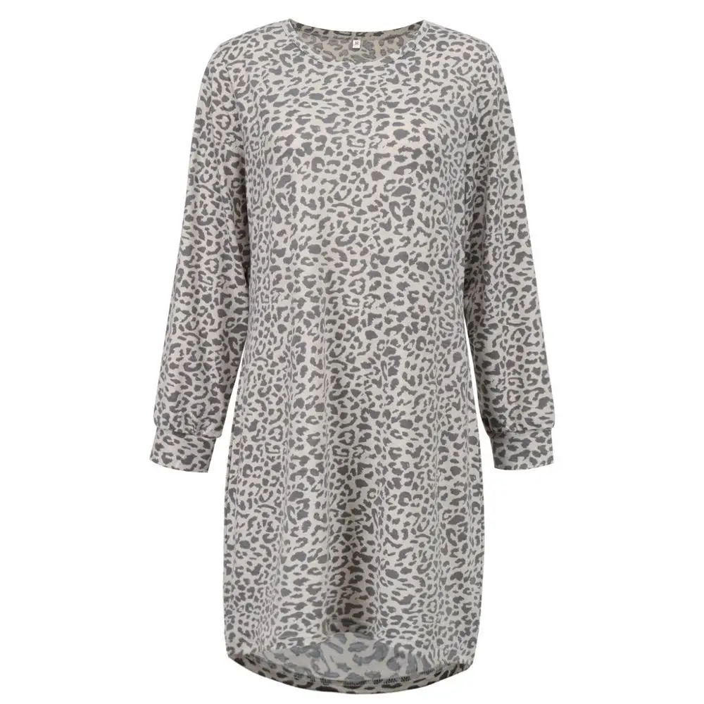 Женское платье с леопардовым принтом повседневное облегающее до колена длинным