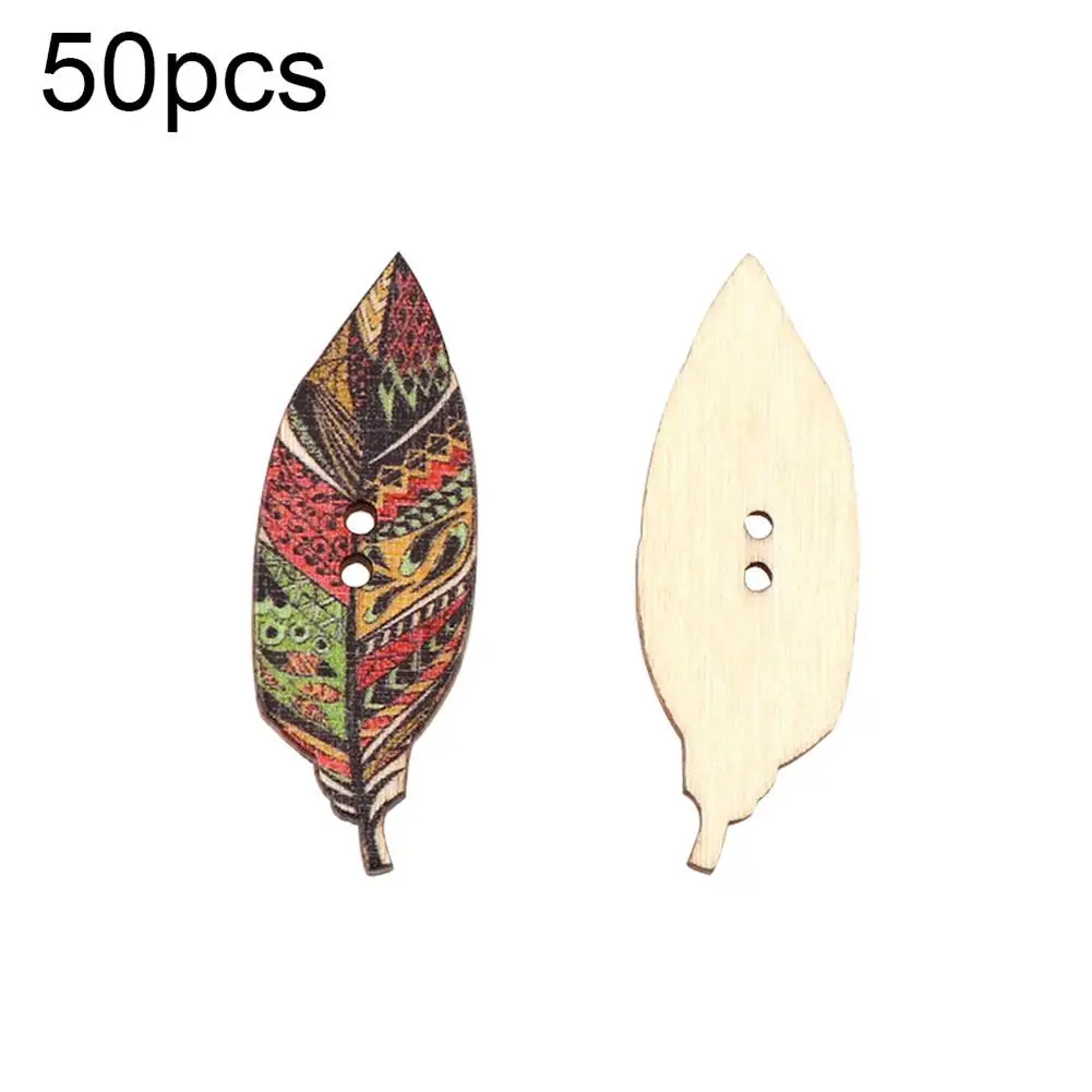 

HOT SALES!!! 50Pcs Leaves Designed Wooden Buttons 2-Hole Sewing Scrapbook Art DIY Decoration