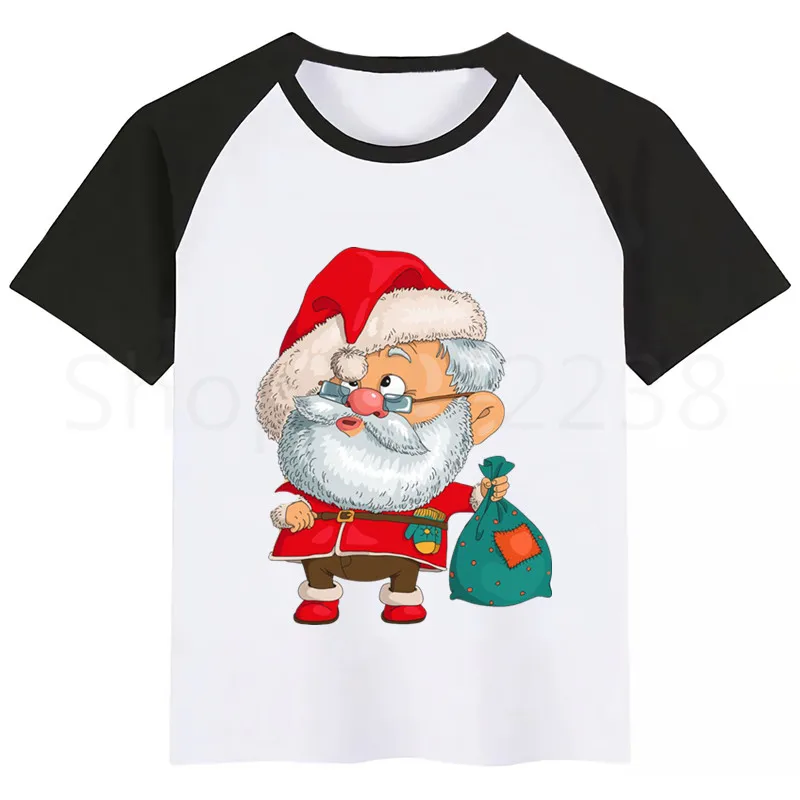Рождественский подарок для маленьких девочек футболка с Сантой Летние