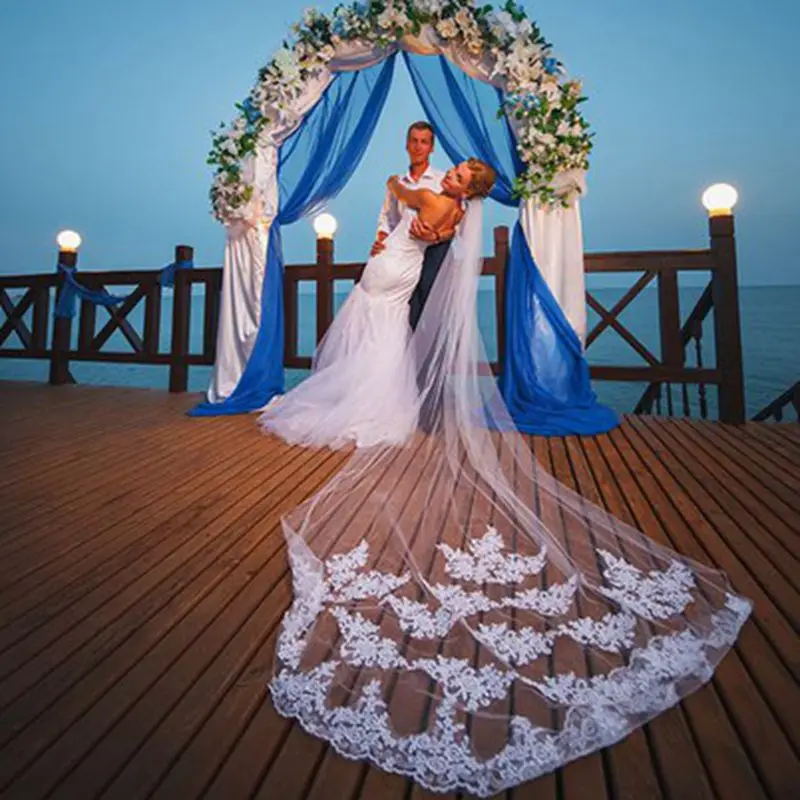 

Головной убор невесты 3 метров, свадебная фата, фата со шлейфом, однослойный с гребнем, фата из мягкой сетки, WAS10048