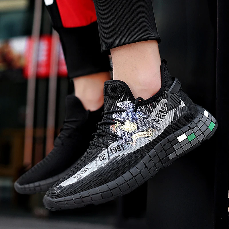 NIKEZI/мужские повседневные сетчатые Лоферы без шнуровки с 3D принтом Flyknit легкая