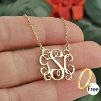 custom monogram necklace initial letter pendant necklace stainless steel chain gold color choker for women silver jewelry