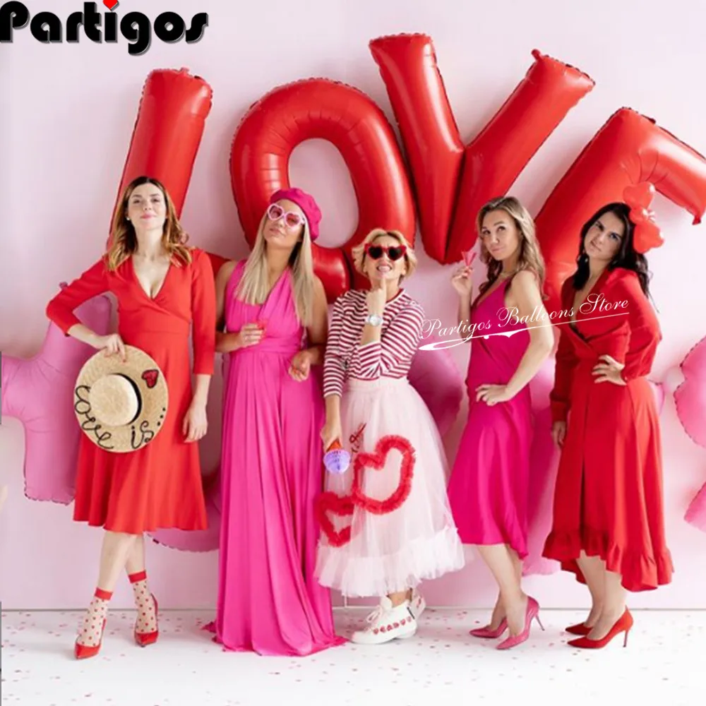 1 комплект 30 дюймов красное любовное письмо Фольга воздушных шаров свадьбные на