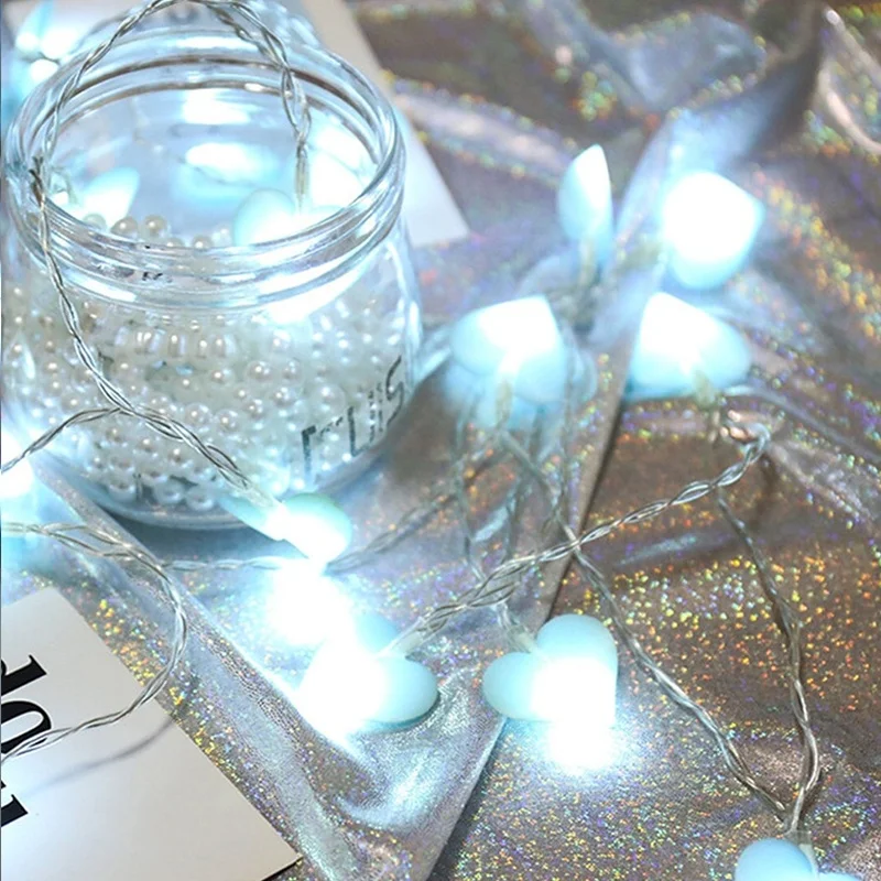 1 5 м 10 светодиодов Розовый Синий Цвет фея сердце светодиодные гирлянды на Новый