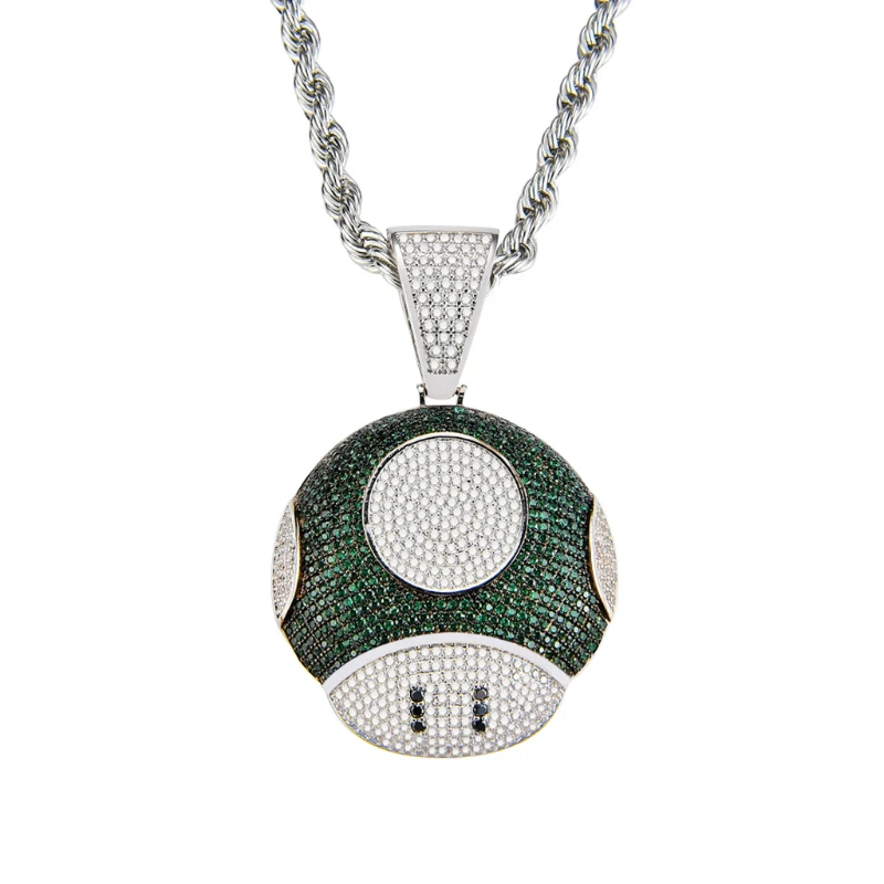 

Micro-inlaid Zircon Crystal Necklace for Women Mushroom Hip Hop Custom Necklaces Female Necklace With Colored Stones Chain Male