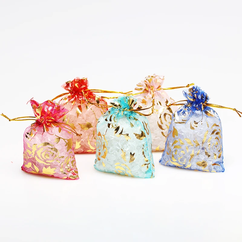 50 шт дизайн Роза из органзы мешок сумка для посылка свадебные подарки