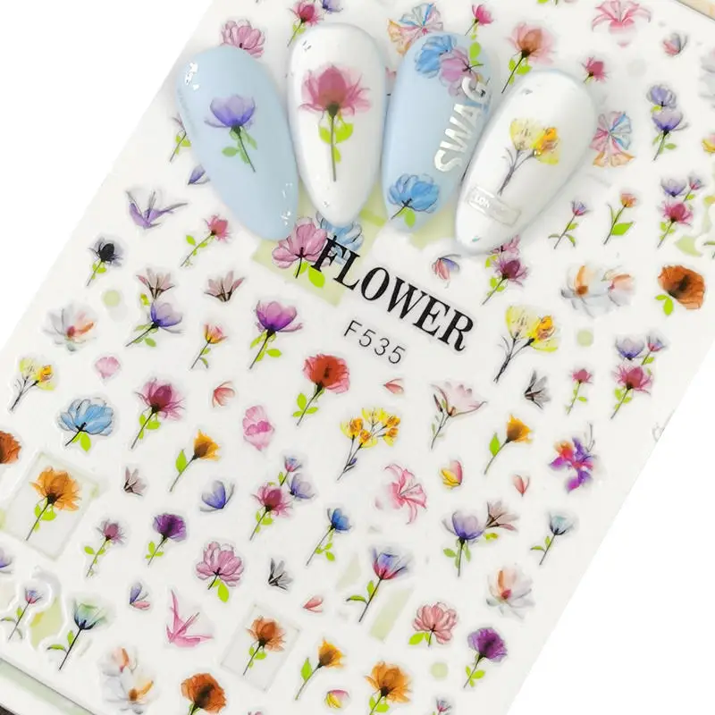 

1pcs Ultra Thin Nail Decal and Sticker Flower Leaf Tree Green Simple Summer Slider for Manicure Nail Art Adhesive Decorations