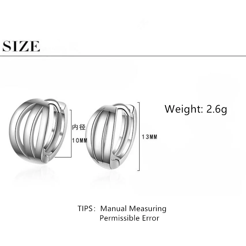 

Geometric Three Layer Line Ear Hook Hoop Earrings For Women Trend Creative 925 Sterling Silver Party Gift Jewelry SAE425