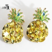 yayi jewelry pineapple dangle crystal ancient gold color wear ear band tassel wedding stud drop hoop clip earrings for woman
