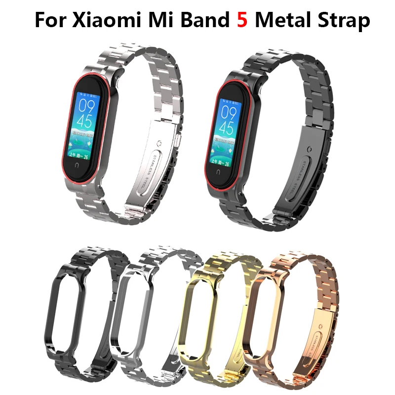 Ремешок из нержавеющей стали для Xiaomi Mi Band 5 универсальный браслет смарт часов band