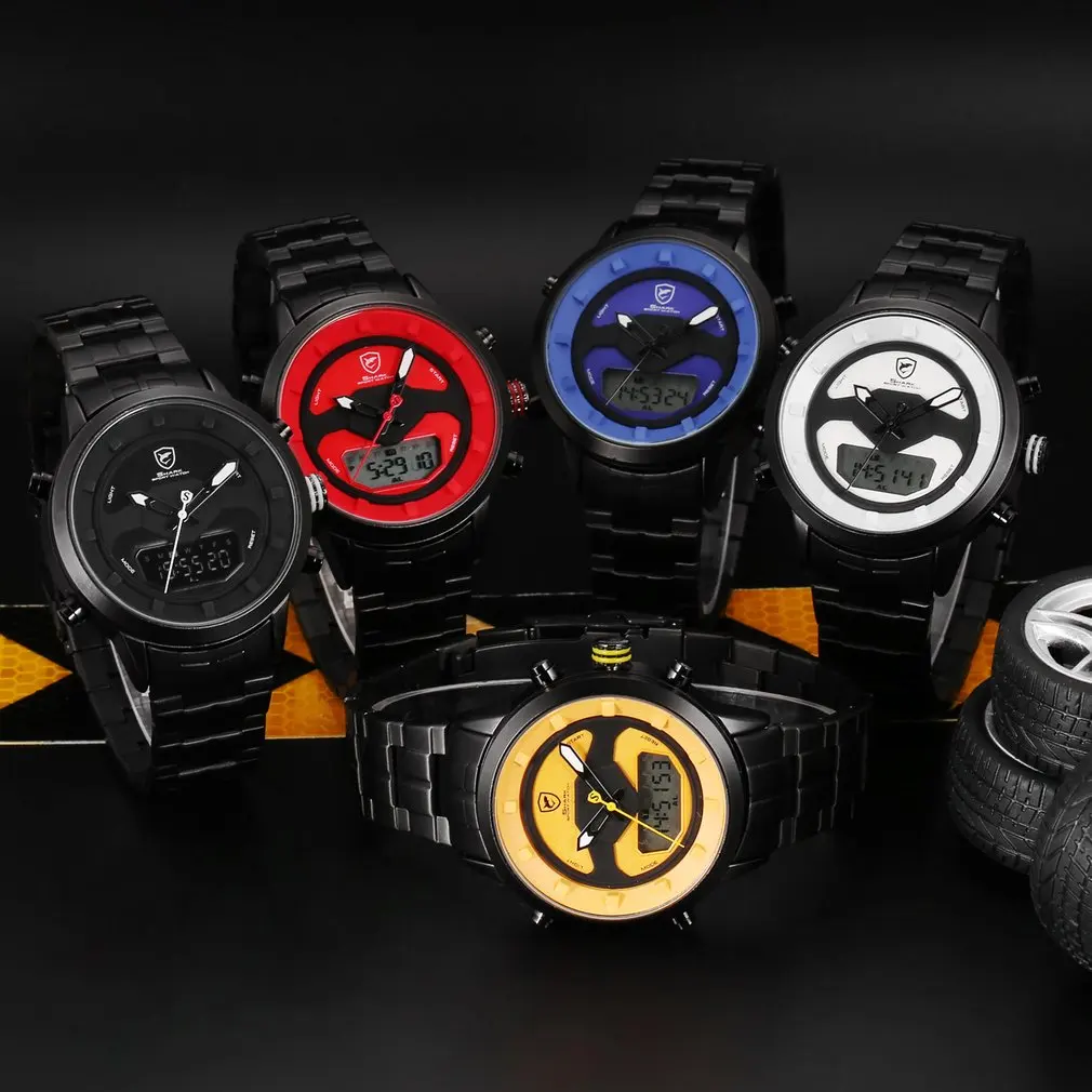 Спортивные мужские часы Shark белые для улицы пешего туризма цифровые с датой ЖК