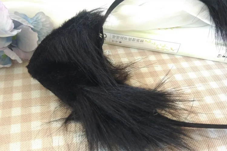 Лолита косплей костюм аксессуары Симпатичная кошка neko уши лиса обруч для волос черный белый головной убор сделано в ручную