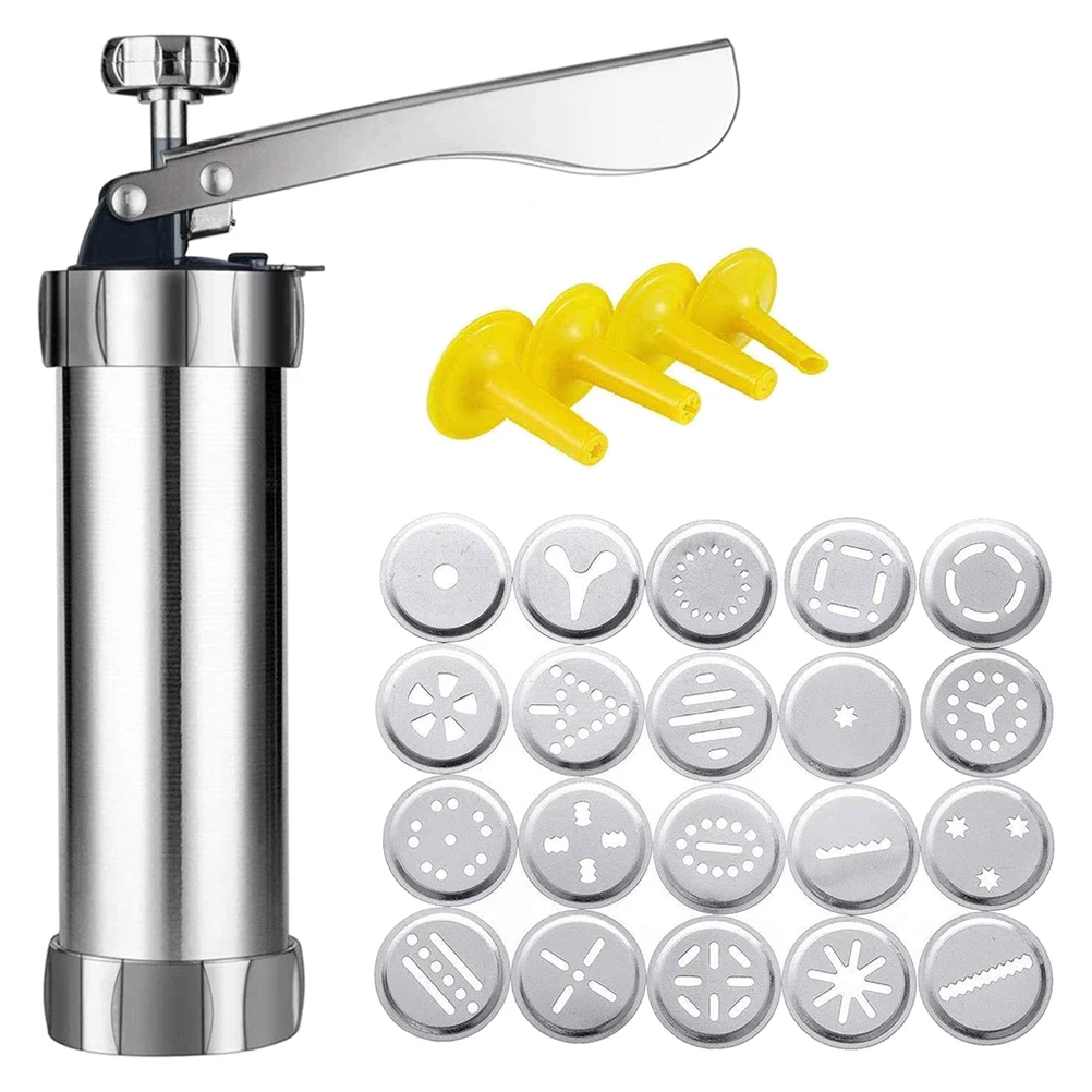 

1 Set Cookie Press Making Mahine Kit For DIY Biscuit Maker Set With 20 Cookie Discs 4 Nozzles Baking Tool Decorating Baking Tool