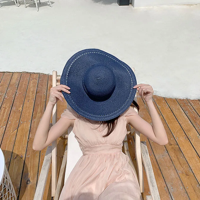 

New Hats for Women Summer Large Brim Straw Hat Floppy Wide Brim Sun Cap Beach Foldable Hats Sun UV Hats Dropshipping Wholesale