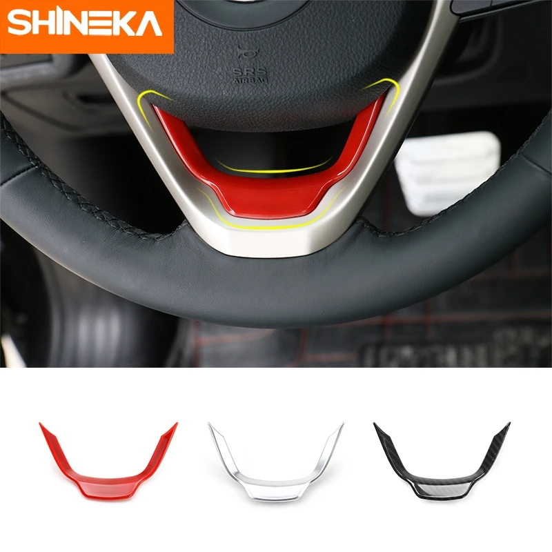 

SHINEKA Car Steering Wheel Decoration Cover Trim Stickers Accessories For Jeep Cherokee For Grand Cherokee 2014+ Car Styling