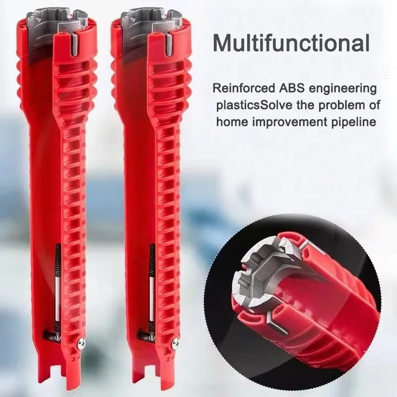 

Faucet Installation Wrench Non-slip Handle Double-ended Wrench Tool 1pc8 In 1 Bathroom Non-slip Kitchen Repair Hand Tool Set
