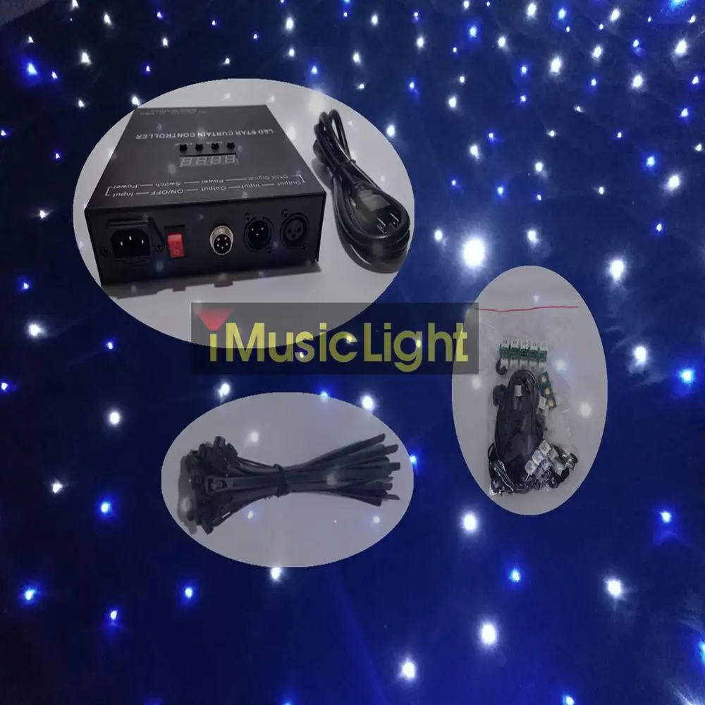 2 шт. светодиодный фон 4 м x 6 DMX512 звезда ткань Tianxin S синий + белый DJ с 1 контроллером |