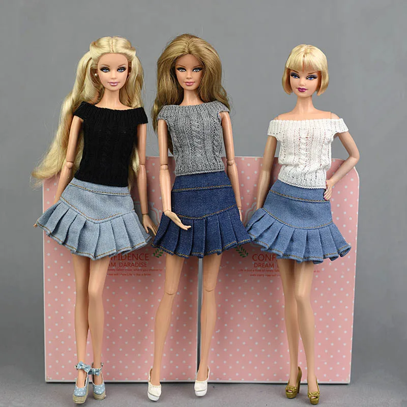 Синие джинсы повседневная одежда для куклы Барби детская игрушка трапециевидная