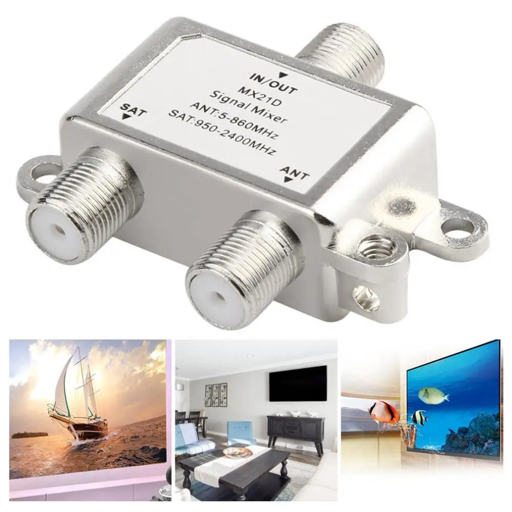 

New Waterproof 2 in 1 2 Ways Satellite Splitter TV Signal Cable TV Signal Mixer SAT/ANT Diplexer Light-weight & Compact