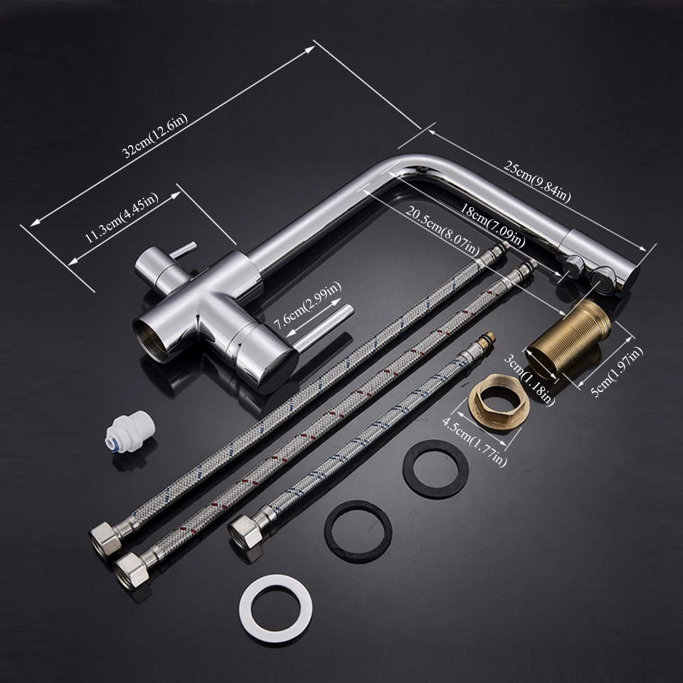 Смеситель для питьевой воды поворотный кран с фильтрованной водой черный цвет