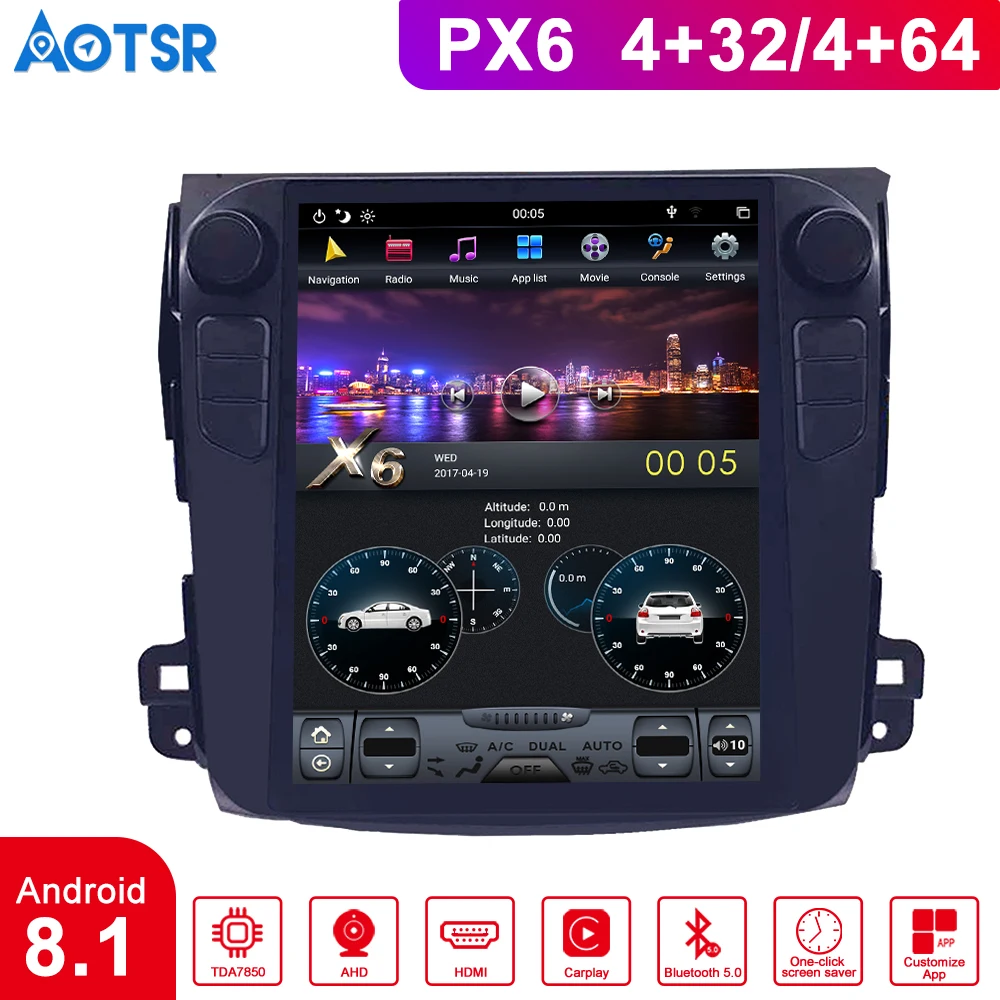 Автомагнитола с сенсорным ЖК-экраном стерео Android 8 1 Tesla style PX6 Автомобильная