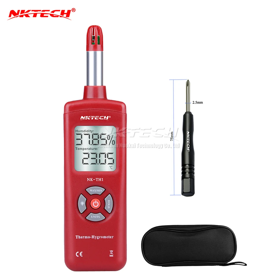 NKTH1Red NKTECH цифровой измеритель температуры и влажности NK-TH1 точки росы влажная лампа Psychrometer воздуха термо-гигрометр гигротермометр тестер - Цвет: NKTH1Red