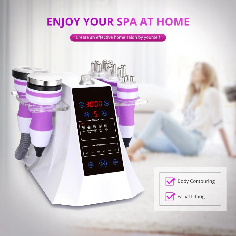 5 In 1 Ultrasonic Cavitation Vacuum RF Body Shaping Skin Lifting Beauty Machine | LED Rejuvenation