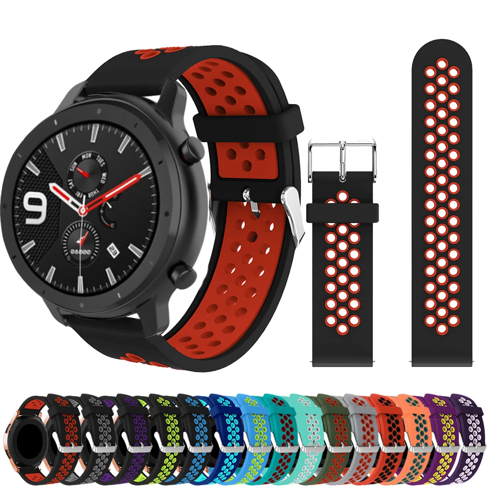 

Silicone Watchband 20mm Strap For Huami Amazfit GTR 42mm/Bip Smartwatch Replacement Dual Color Wristband Bracelet Accessories