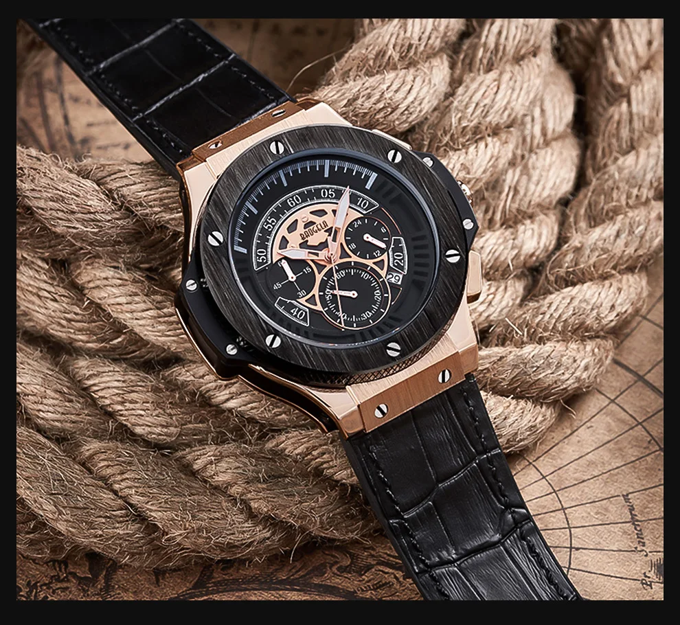 BAOGELA hommes montres hommes horloge de люкс, брендовый кварцевый спортивный montre Rose chronographe mode montre-браслет pour hommes1910