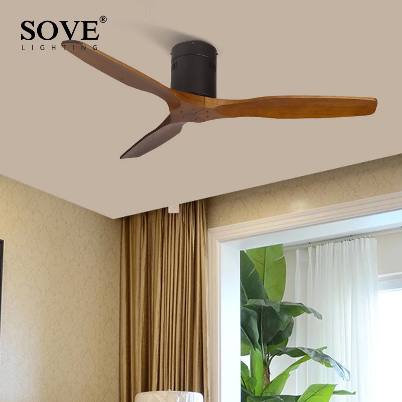 52 дюймов деревянный потолок потолочные вентиляторы с подсветкой LED 15 Вт 3 твердой