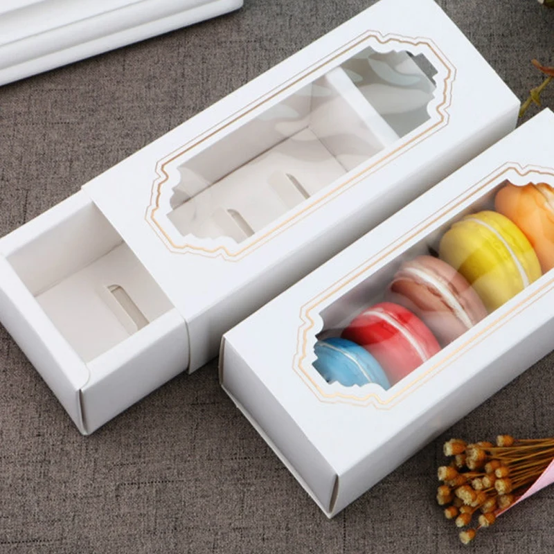 10 Pcs Macarons Box White Bronzing Kraft Paper Gift Packaging Kid Birthday Wedding Cake Boxes for Guests Candy | Дом и сад