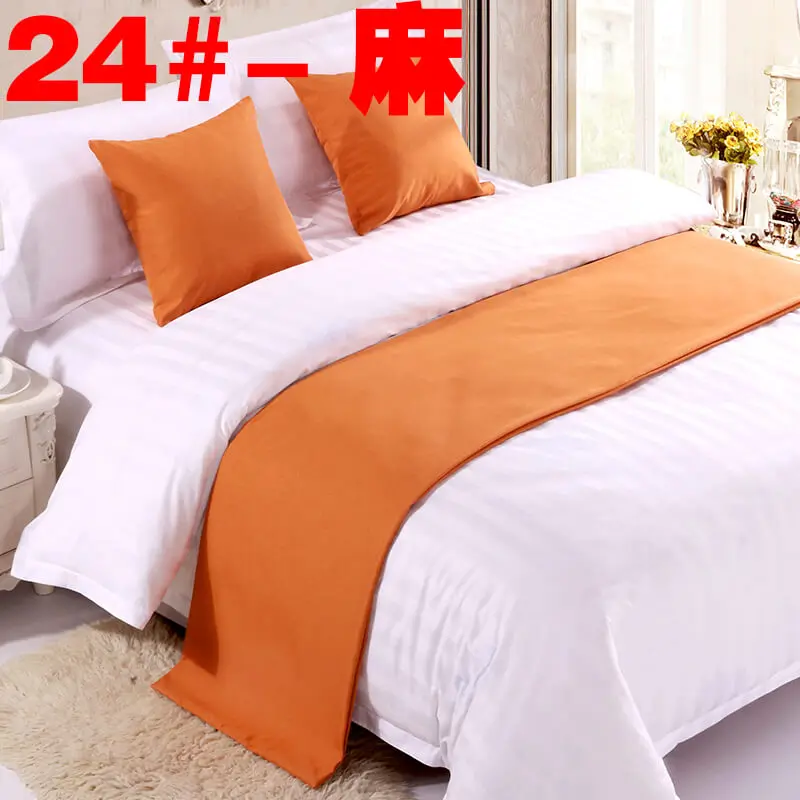 Solid Bed Runner Hotel Scarf Set Protector Slipcover Bed Decorative Scarf King For Hotel Bedroom Wedding Cushion Cover Teal Blue - Цвет: 24