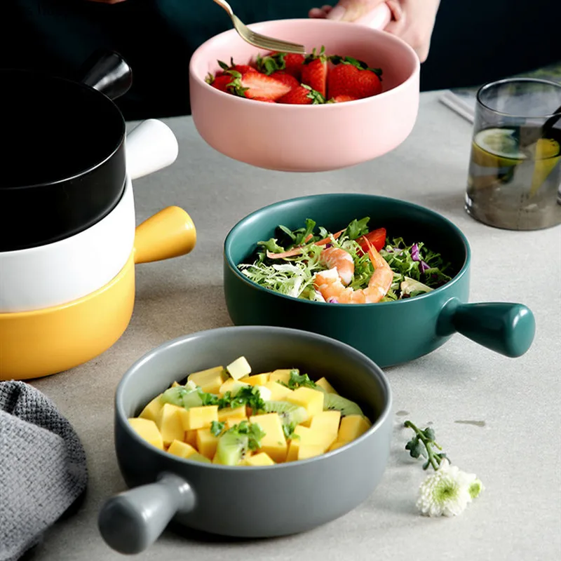 Скандинавский керамический поднос для выпечки с ручкой многоцветная