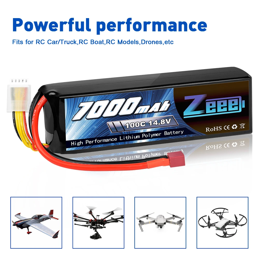Zeee 14 8 V 100C 7000mAh 4S Lipo Battery Deans Connector с металлическими пластинами для X Maxx RC Truck Tank Car Racing