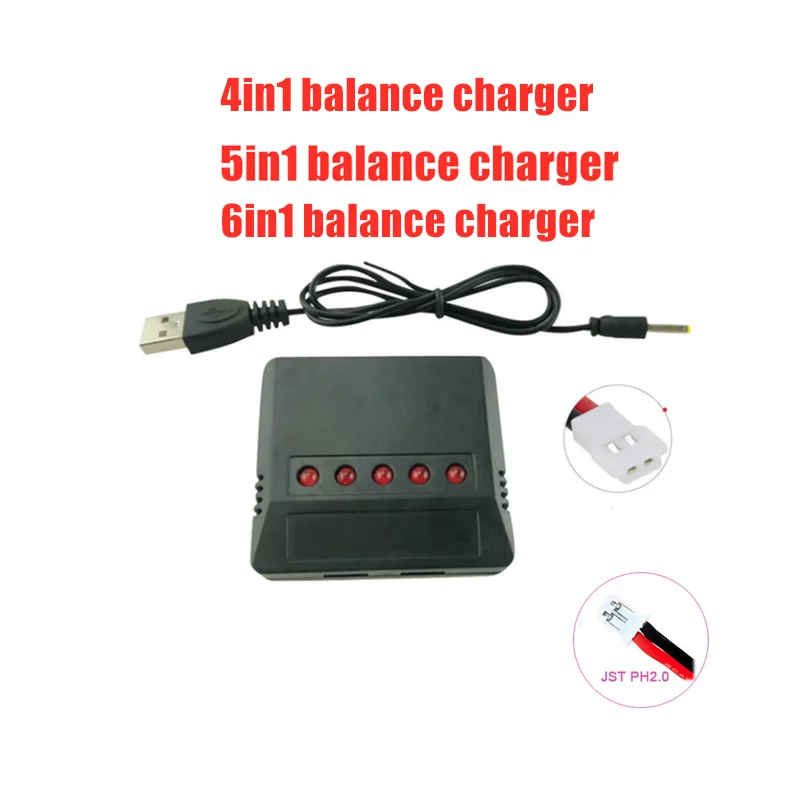 1S 3,7 в литий-полимерный аккумулятор 4 в 1 5 в 1 6 в 1 балансирующее зарядное устройство Ph2.0 разъем для E010 E011 E013 F36 H36 X5C X5SW H107 Tiny Whoop