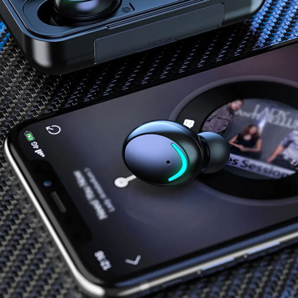 

Wireless 5.0 Headset Stereo Sports Waterproof Earbuds Durable Headset With Microphone LED Power Display