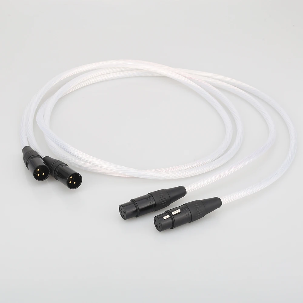 Балансный кабель Hi-Fi neutrik XLR, чистый серебристый кабель 7NOCC, 2 штекера XLR на 2 гнезда XLR, балансный линейный кабель