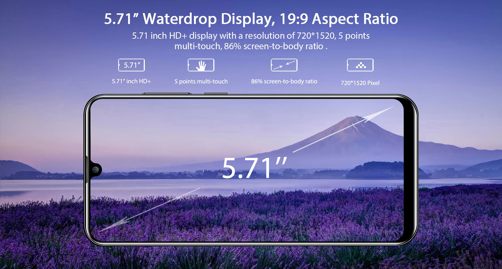 OUKITEL C16 5.71" HD+ 19:9 Android 9.0 Smartphone WaterDrop Fingerprint Mobile Phone MT6580P 2G RAM 16G ROM 2600mAh Unlock
