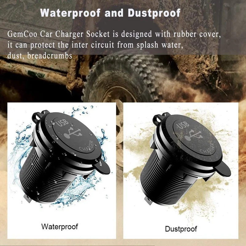 

Quick Charge 3.0 Dual USB Car Charger 12V 36W USB Fast Charger with Switch for Boat Motorcycle Truck Golf Cart